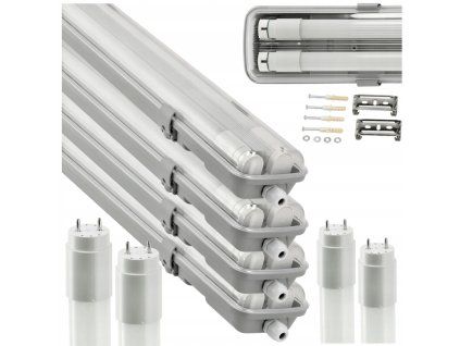 Sada 4x hermetické svítidlo 120 cm + LED trubice CW