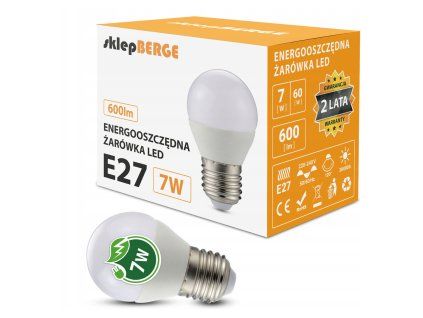 24354 led zarovka g45 e27 7w 620 lm studena bila