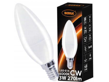 24234 led zarovka c37 e14 3w 270 lm studena bila