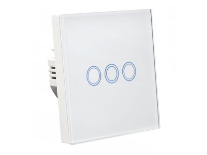 Skleněný dotykový vypínač trojitý - bílý