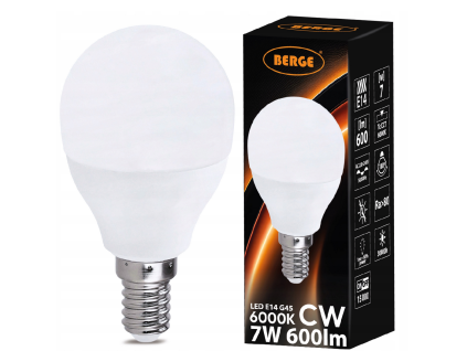 24306 led zarovka g45 e14 7w 620 lm studena bila