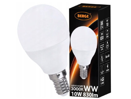 24318 led zarovka g45 e14 10w 830 lm tepla bila