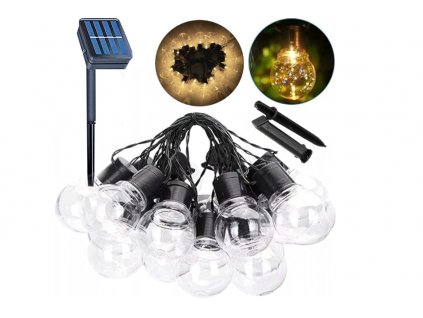 34548 venkovni retez girland solarni 5m 10 led zarovek ip44