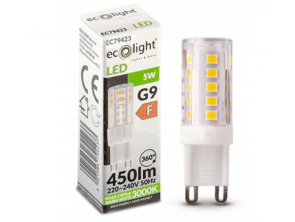 35253 led zarovka g9 5w 450lm tepla bila