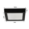 Čtvercový LED panel přisazený - černý - 12W - PC - neutrální bílá