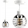 52183 sklenena led zavesna lampa bila 1xe27 kulicka s horizontalnimi pruhy