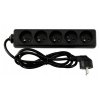 52501 4 prodluzovaci kabel 1 5m s uzemnenim 5 zasuvek cerny 3 1mm2 13a 3000w