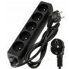 52501 prodluzovaci kabel 1 5m s uzemnenim 5 zasuvek cerny 3 1mm2 13a 3000w