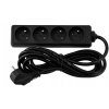 52492 1 prodluzovaci kabel 3m s uzemnenim 4 zasuvky cerny 3 1 5 mm2 16a 3680w