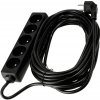 52519 prodluzovaci kabel 10m s uzemnenim 5 zasuvek cerny 3 1 5 mm2 16a 3680w