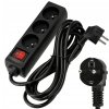 52531 prodluzovaci kabel 3m s uzemnenim 3 zasuvky cerny 3 1 5 mm2 3680 w