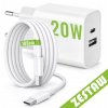 Rychlá síťová nabíječka USB / USB-C / USB-A + kabel USB-C 1 m (100 cm), 20 W – sada