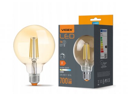 6225 led ziarovka filament amber e27 7w g95 stmievatelna tepla biela