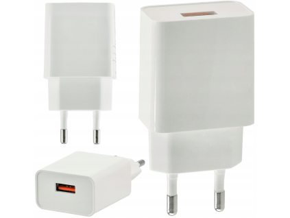 Biela USB nabíjačka do zásuvky 5V 3A