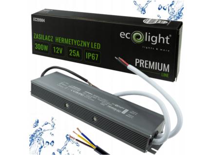 Hermetický LED zdroj 12V 300W IP67 vodeodolný