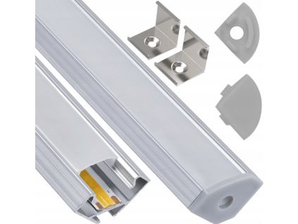 LED hliníkový profil rohový 2m biely - sada