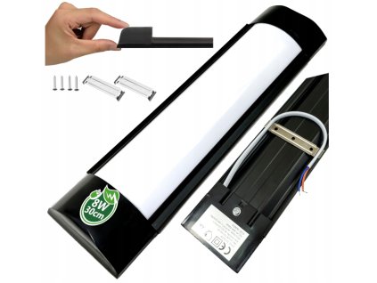 43834 43834 led panel cerny 8w 30cm neutralni bila