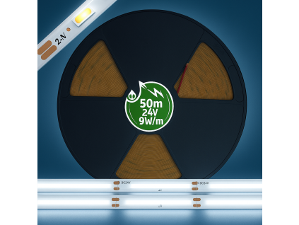 LED pásik 24V COB 9W/m 480LED 50m 8mm studená farba CW