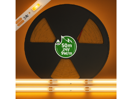 LED pásik 24V COB 9W/m 480LED 50m teplá biela WW