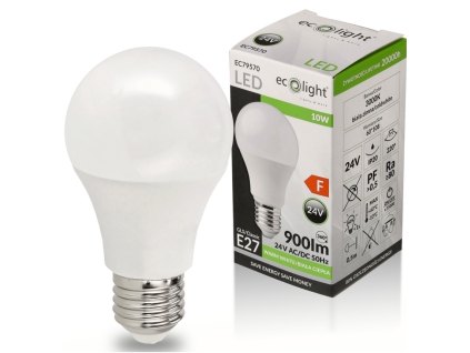 LED žiarovka E27 10W 24V - teplá biela
