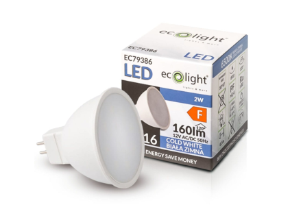 LED žiarovka MR16 12V 2W studená biela