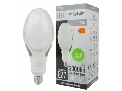 LED žiarovka s adaptérom E-27 - E-40 30W - 3000lm - neutrálna farba