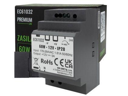 45139 napajeci zdroj na din listu 12v 60w 5a pro ip20 premium led pasek