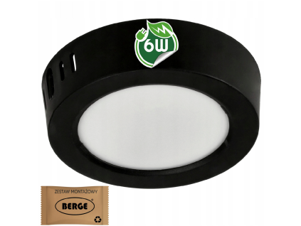 Okrúhly LED panel čierny - prisadený - 6W - PC - neutrálna biela