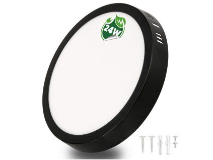 Prisadený okrúhly čierny LED panel 24W EMC - neutrálna biela