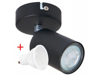 9243 stropne bodove svietidlo led viki 1x gu10 cierne 1x led ziarovka