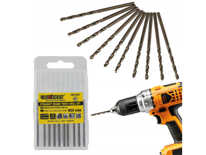 Súprava 10 ks kobaltových vrtákov M35 HSS 5% - 2mm