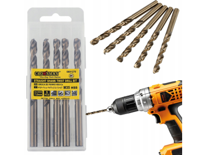 Súprava 5 ks vrtákov M35 HSS 5% kobalt - 7mm