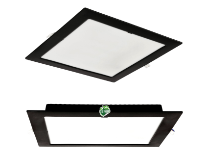 Štvorcový LED panel zapustený čierny - 24W - PC - neutrálna biela