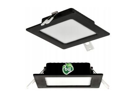 Štvorcový zapustený LED panel 6W - 660lm - 4000K - čierny