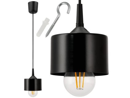 39609 zavesna lampa mug cerna e27