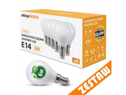 SADA 6x LED žiarovka E14 G45 7W 590lm - teplá biela