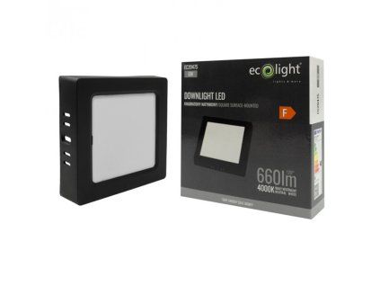 LED prisadený stropný panel – štvorec, 6 W, 660 lm, čierny