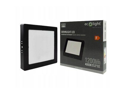 LED prisadený stropný panel – štvorec, 12 W, 1200 lm, čierny
