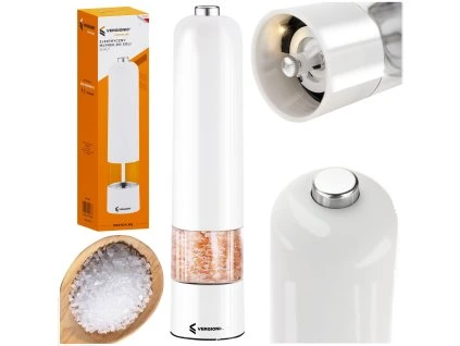 Elektrický mlynček na soľ a korenie biely