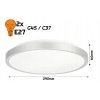 33852 33852 led plafond 2xe27 ip20 semo r silver