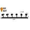 37787 2 stropni svitidlo viki 6x e27 cerne