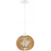 Závesná stropná lampa, biela, drevená