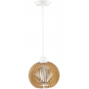 Závesná stropná lampa, biela, drevená