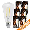 SADA 6x LED žiarovka E27 ST64 6W 660lm Filament 3000K - tepla biela