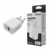 Dvojitá rýchla nabíjačka do steny 20W napájací zdroj USB-C USB-A Cube biely