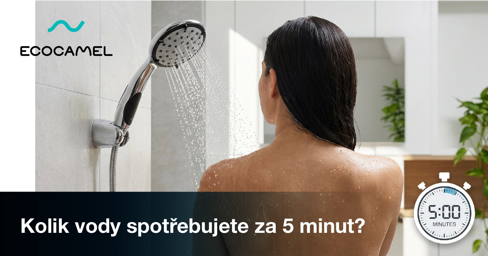 Kolik vody proteče sprchou za 5 minut?