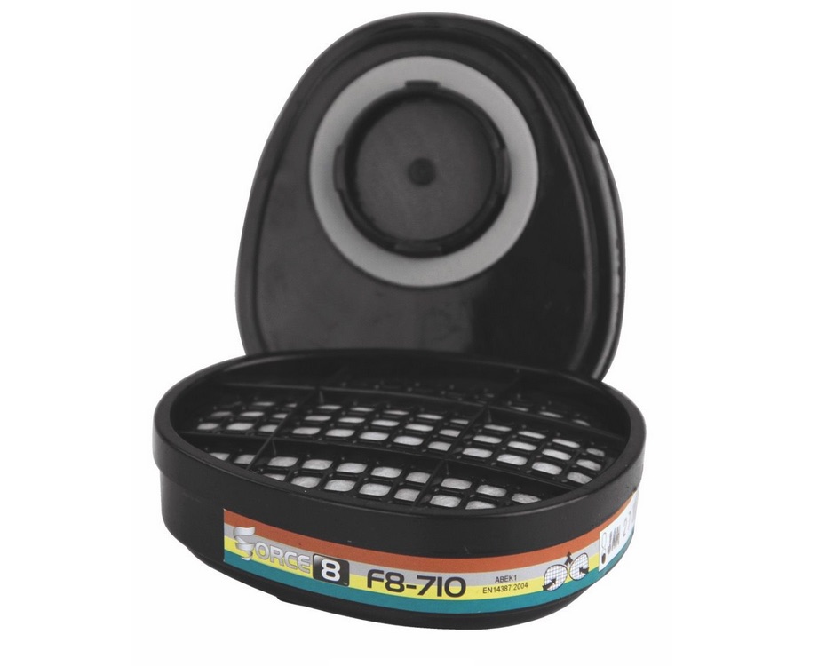 Filter ABEK1 pre polomasky JSP FORCE8/Maximask, proti anorganickým a organickým parám s bodom varu >65°C.