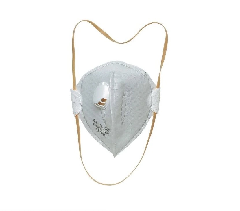 Respirátor REFIL 531 (1 ks), skladacia polomaska s ventilom, Trieda FFP2 NR, ochrana proti pevným časticiam a kvapalným aerosólom.
