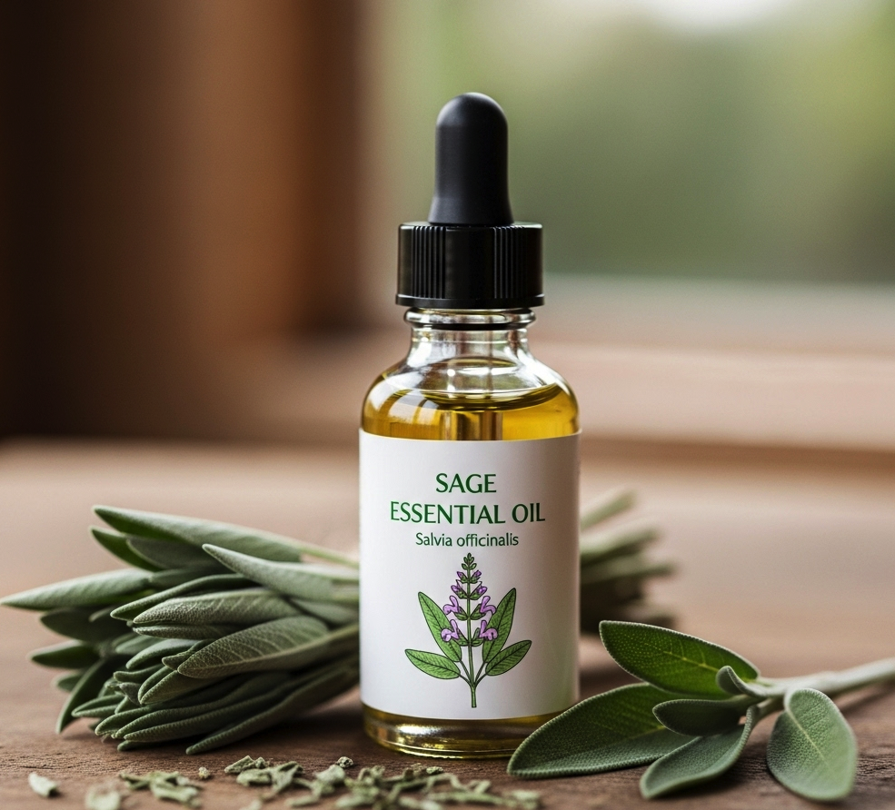 Prírodná šalviová silica, bylinný extrakt do kozmetiky, masážnych zmesí a pre aromaterapiu. 30 ml