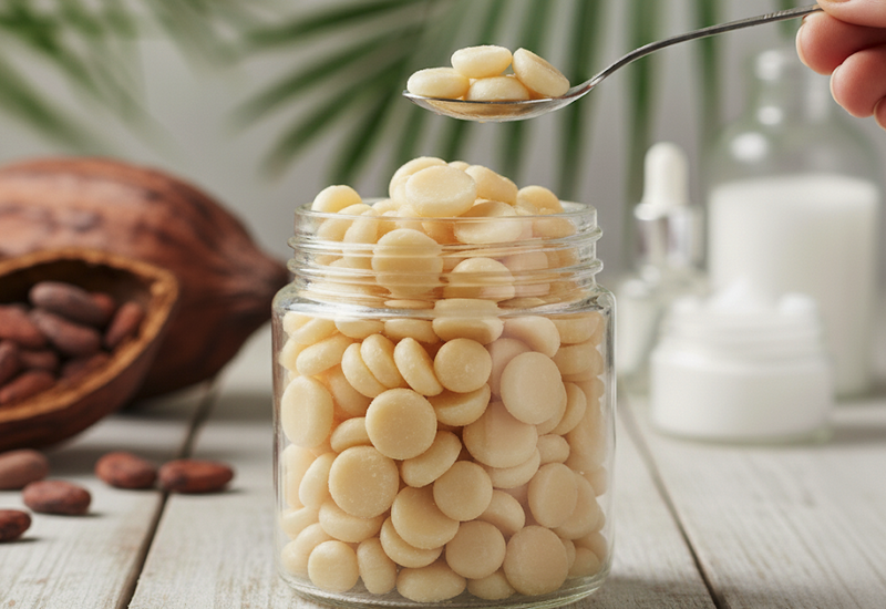 Rafinované kakaové maslo s vitamínom E na ochranu a hydratáciu pleti. 500 g